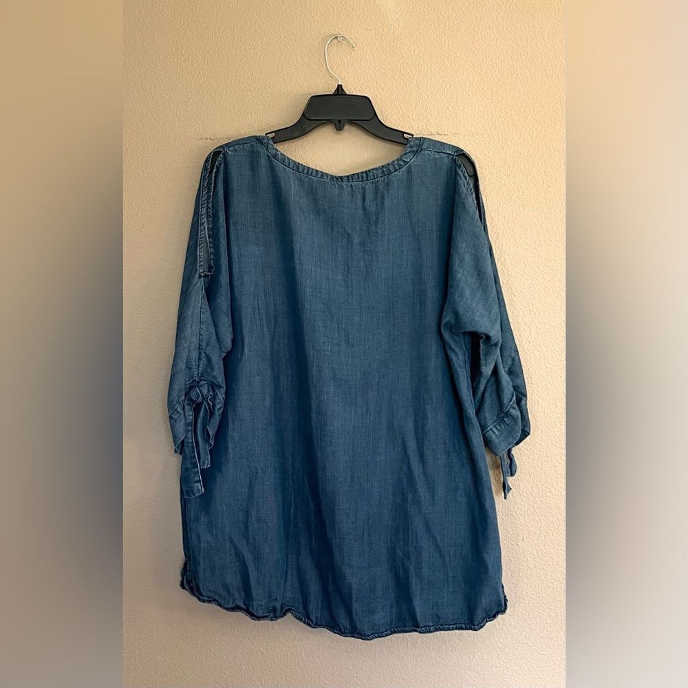 Soft Surroundings Chambray Split Sleeve Tunic Top - image 7